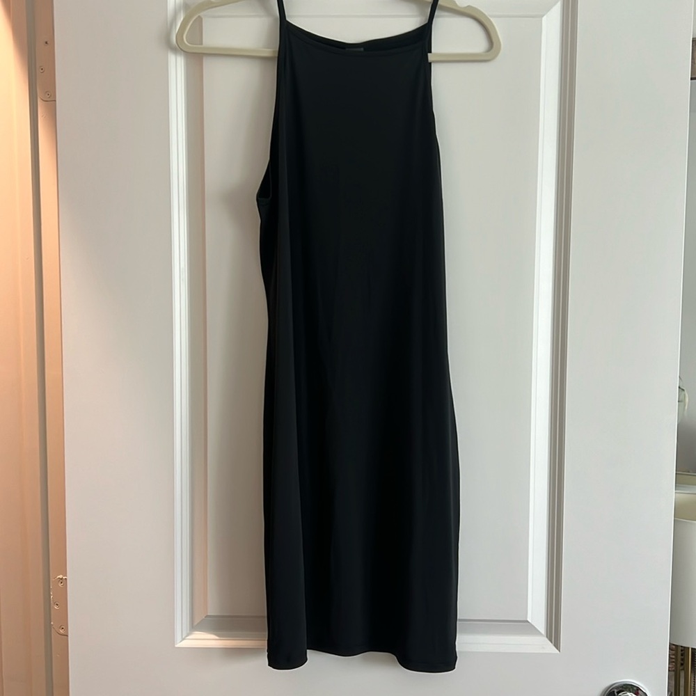 Black mini slip dress